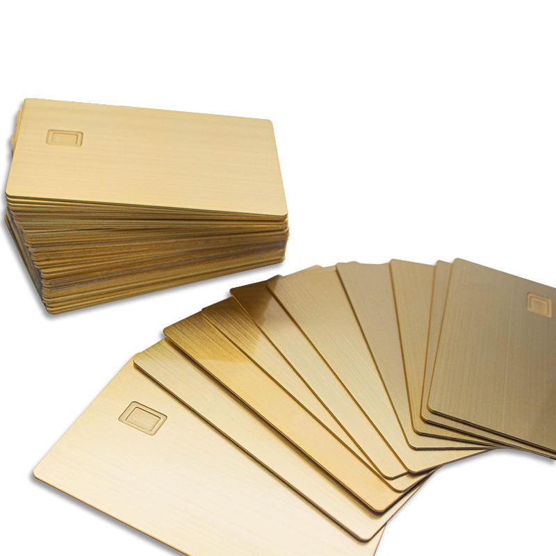 Productfoto van Metalen slimme IC-kaarten voor OV en betaling; met geborstelde metaalafwerking; in de categorie Metalen contact IC-kaarten.