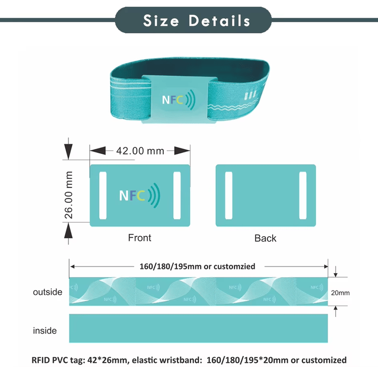 Elastische RFID-polsbandjes voor gastenregistratie en controle.
