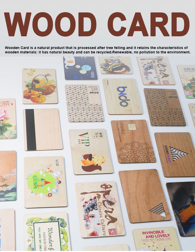 Sapele RFID houten cadeaukaarten met duidelijk zicht op de chipdetails voor toepassingen met Wooden Cards.