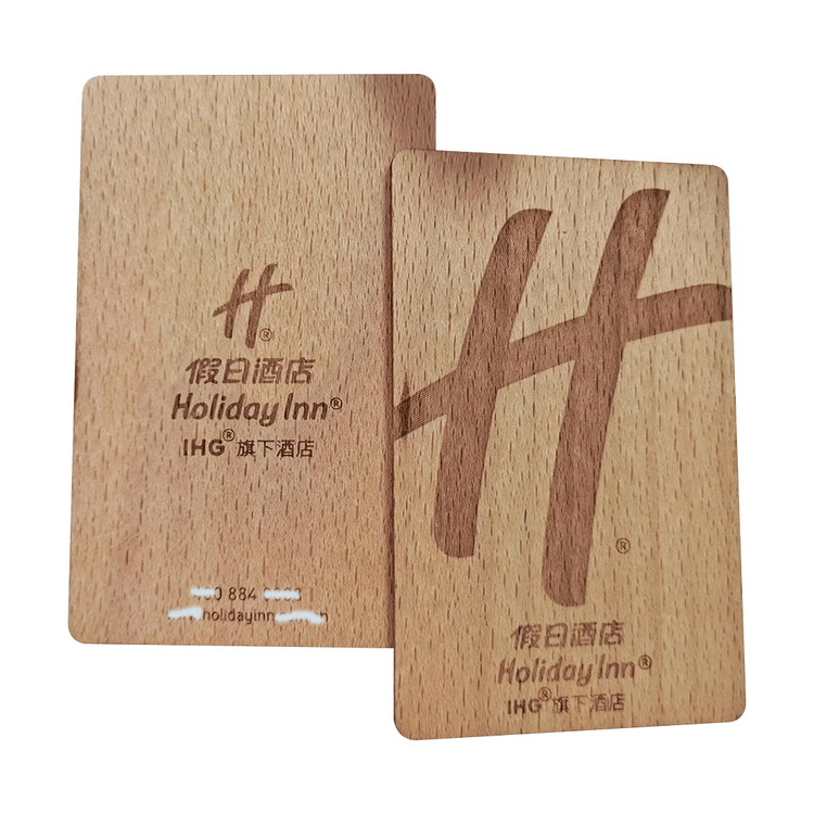 Productfoto van Gegraveerde houten RFID hotel keycards voor resorts; met kaartbedrukking op maat; voor toepassingen met Houten kaarten.