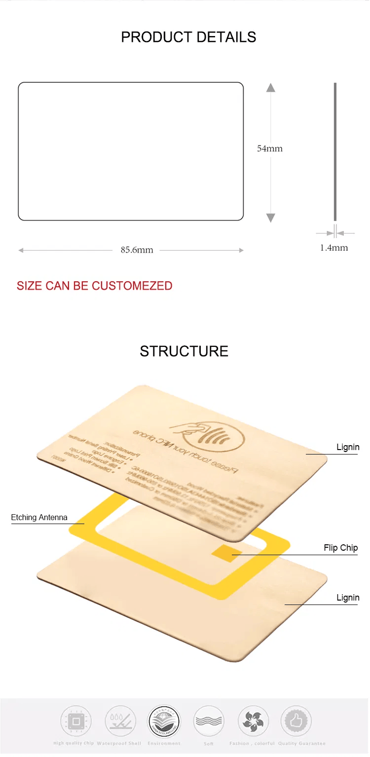 Houten RFID-kaarten voor branding en toegangssystemen, met contactloos scannen, voor kopers die oplossingen met houten kaarten vergelijken.