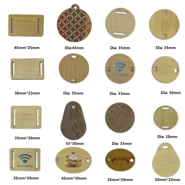 Productfoto van Maple houten RFID-kaarten voor hotels en evenementen, met antenne-indeling, voor toepassingen met houten kaarten.