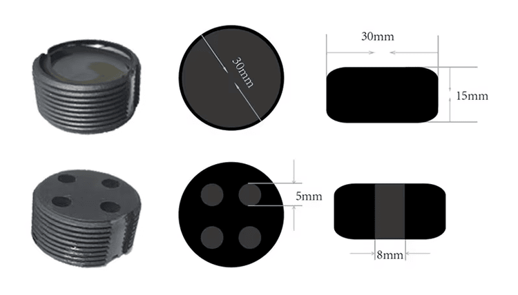 Gedetailleerde technische tabel met frequentie, chiptype en bedrijfstemperatuur van de GB30-1 RFID afvalcontainertag.