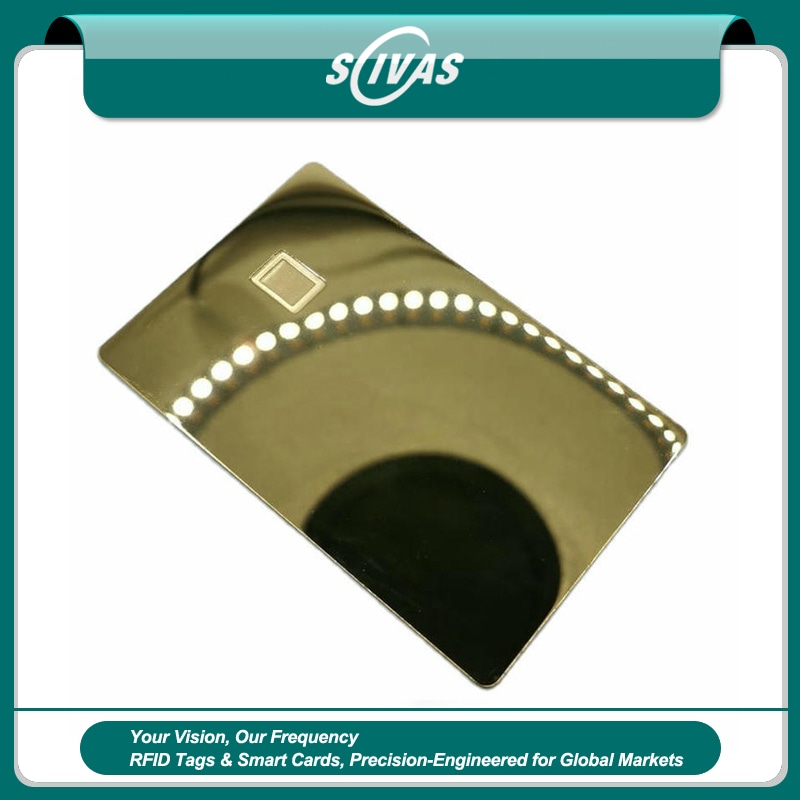 Productfoto van Geborstelde metalen NFC-kaarten voor zakelijke identificatie; met geborstelde metaalafwerking; voor toepassingen met Metalen contact IC-kaarten.