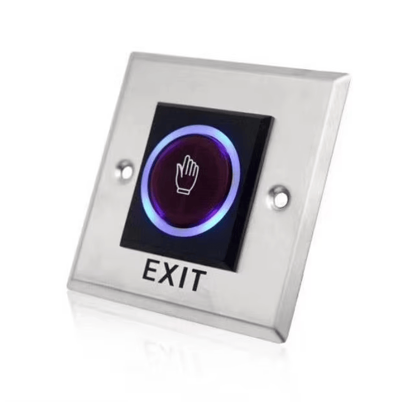 Productfoto van Infrarood uitgangsknoppen voor contactloos openen; met achteraanzicht; voor toepassingen met Afsluitknoppen.