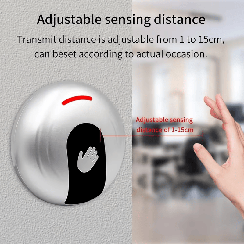 Productfoto van Touchless RVS Infrarood Uitgangsknop voor Toegang; met achteraanzicht; in de categorie Afsluitknoppen.