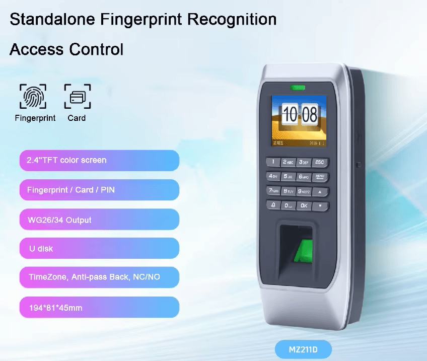 Productfoto van Vingerafdruk liftterminal met USB-registratie; met ontwerp voor wandmontage; voor toepassingen met Biometrische toegangscontroleterminals.