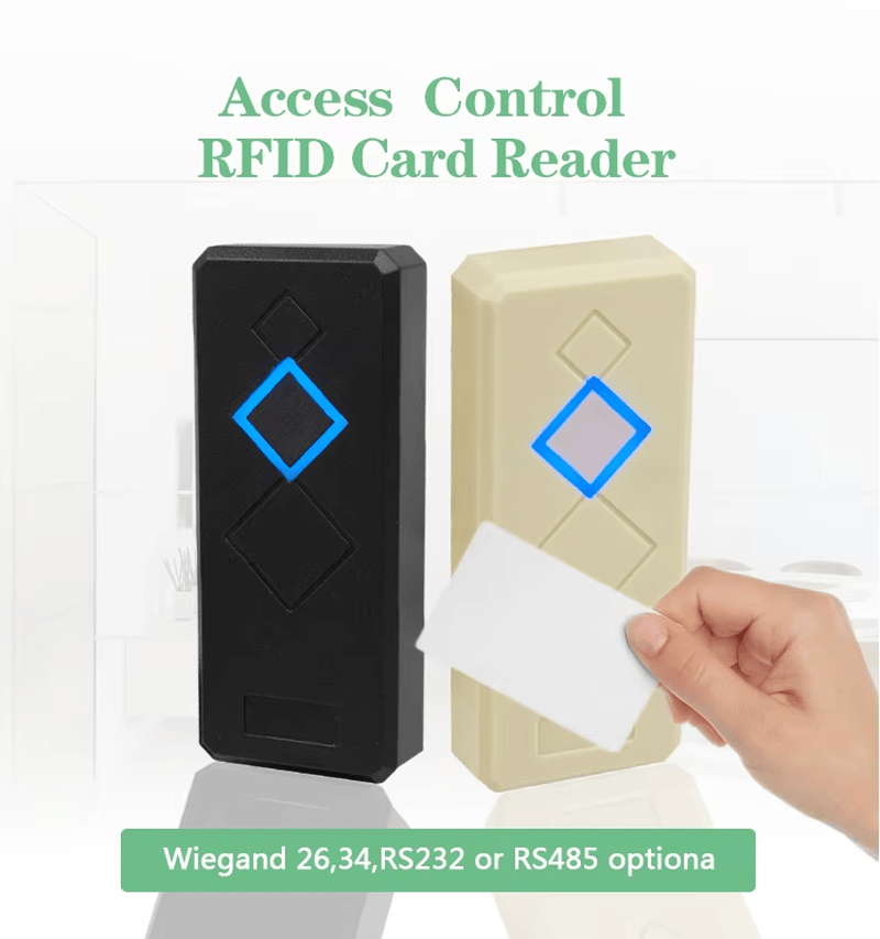Afbeelding van de frontzijde van de Waterdichte RS232 RFID-kaartlezer voor toegangscontrole voor RFID-toegangscontrolelezers toepassingen.