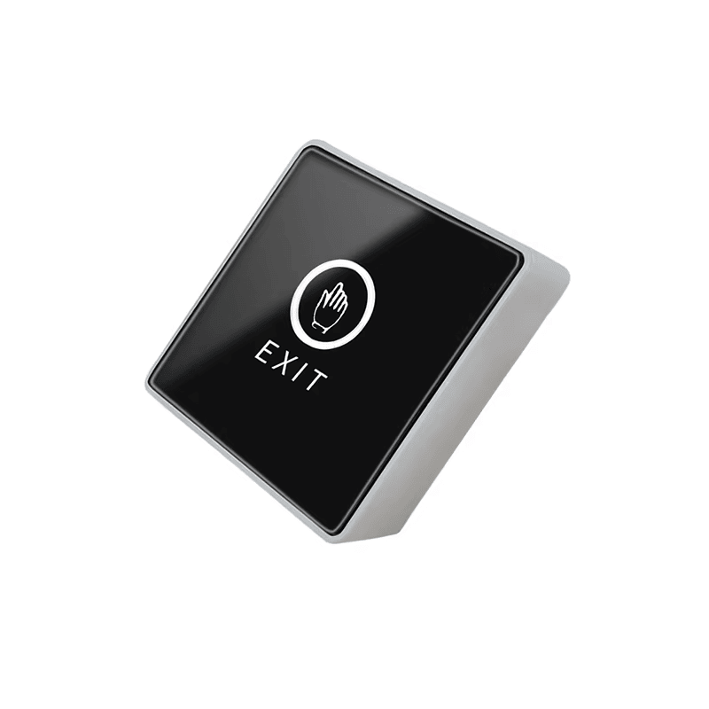 Technische dimensie tekening voor de ZY-TK509 exit knop met de vierkante vorm en montagediepte voor professionele installatie.