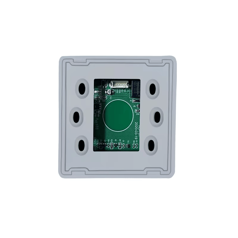 Vergelijking van de blauwe en groene LED indicator staat voor de ZY-TK509 contactloze exit knop met duidelijke status feedback voor gebruikers.