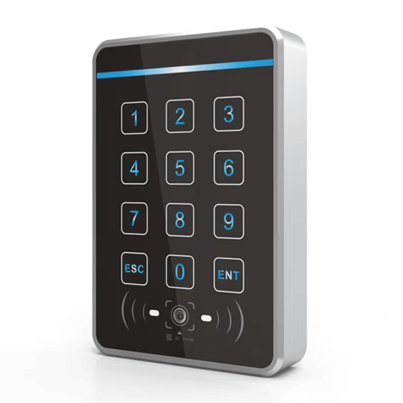 De achterkant van de R60 QR code toegang controller toont de montagegaten en bedrading interface voor eenvoudige installatie op muren