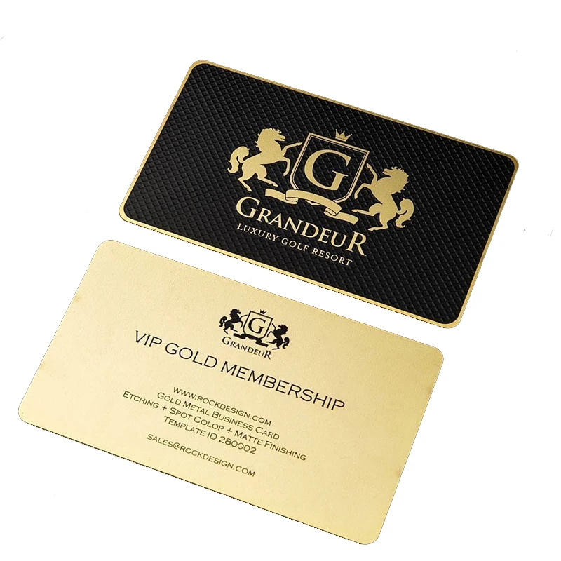 Roestvrijstalen metalen visitekaartjes op maat met branding- en lay-outdetails.