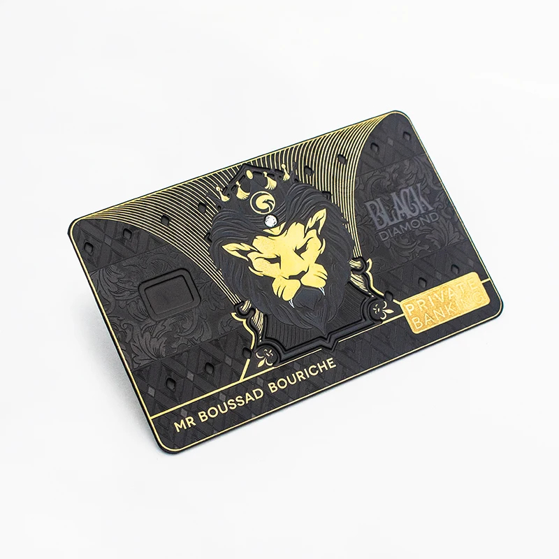 RVS metalen visitekaartjes met detailweergave van branding en kaartindeling.